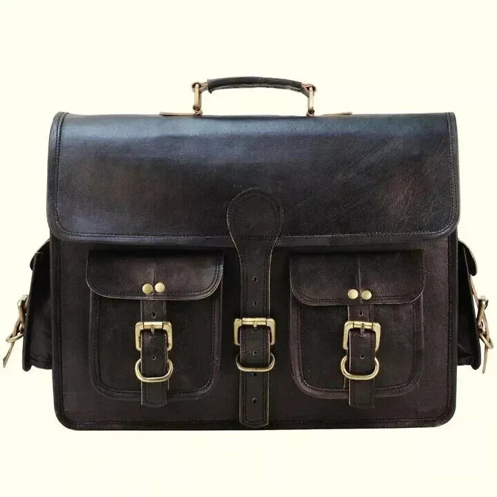 Vintage Genuine Leather Messenger Bag – Laptop Briefcase & Shoulder Satchel