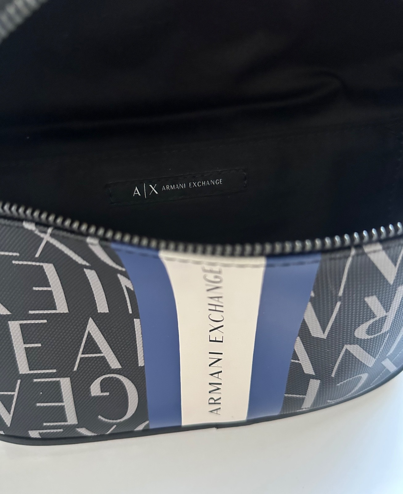 Armani Exchange A|X Logo Crossbody / Belt Bag Black Blue White – New Without Tag