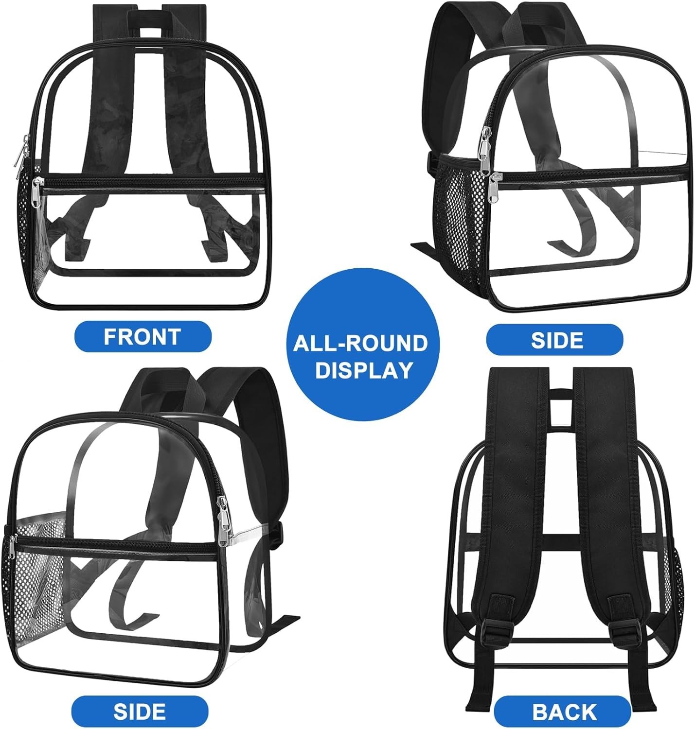 Versatile Black Clear Backpack for Concerts and Festivals – Stadium Approved