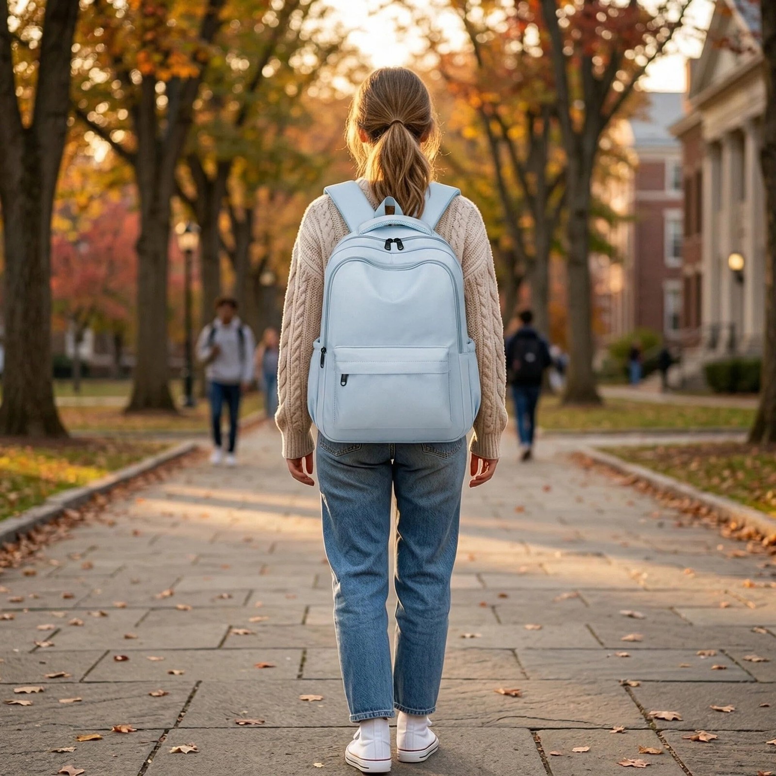 Cute College Backpack School Aesthetic Backpack Teen Girls Laptop Bookbag Blue