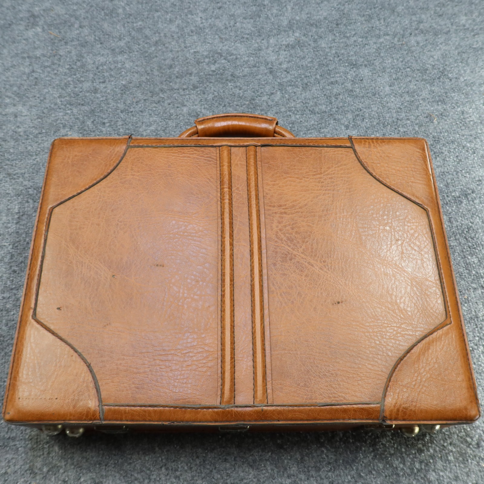 Vintage Leather Briefcase Hardcase Brown T.C.W. & H. of A. 1981 Teamsters Union