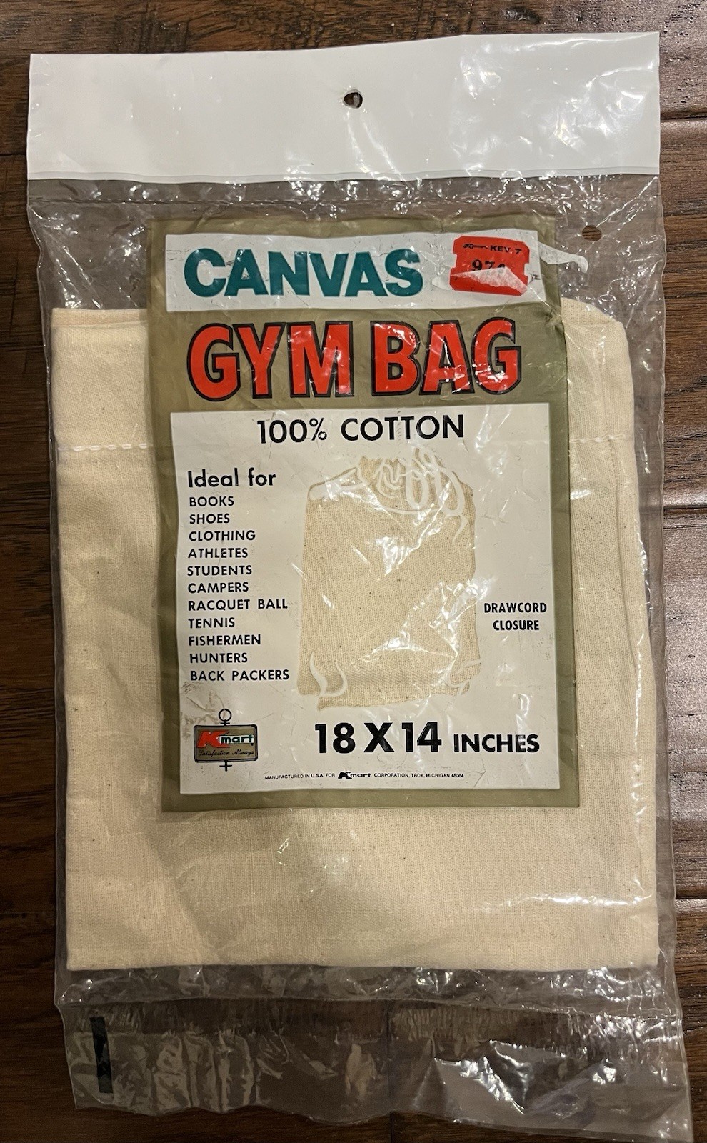 Vintage KMART Canvas GYM Bag 18X14 With Drawcord Closure Ideal For Students Etc