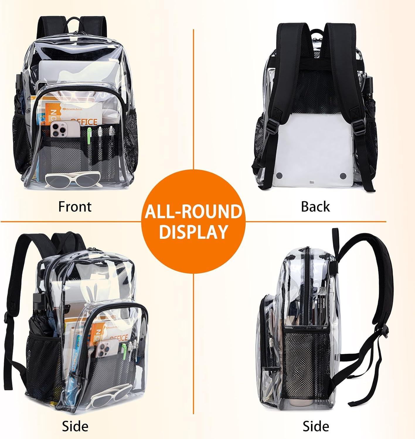 Transparent Backpack with Thickened Pvc Material, Perspective Design, Large Capa