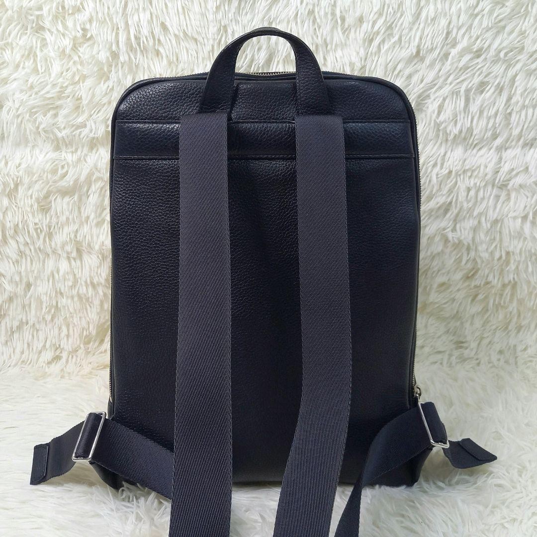 Authentic Bally Leather Backpack Business Bag Navy 41cm A4 SizeBally leather b