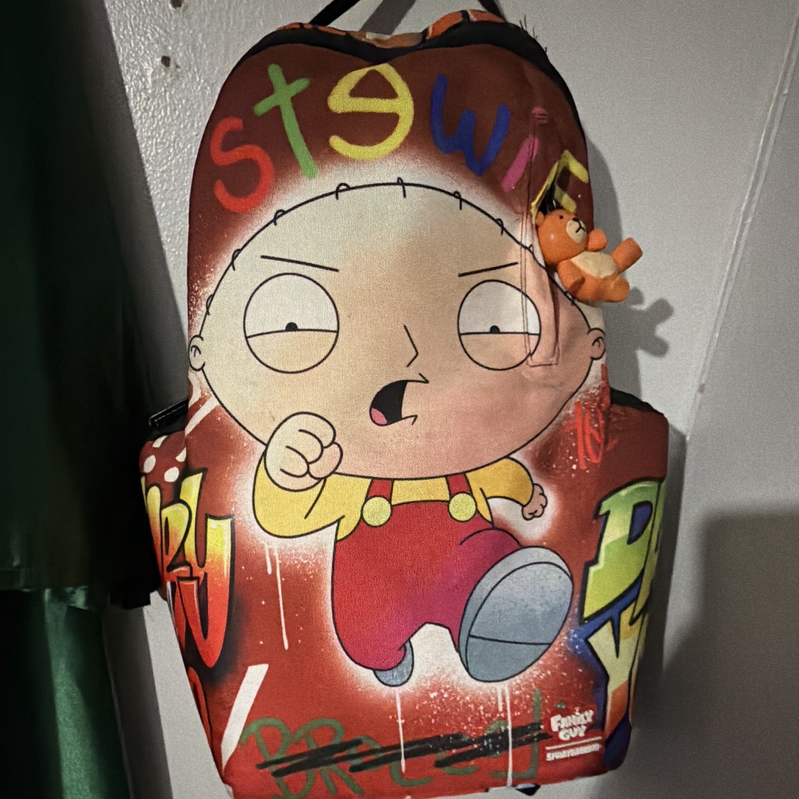 Family Guy Stewie Griffin Multicolor Graphic Print Backpack, Medium, Zip