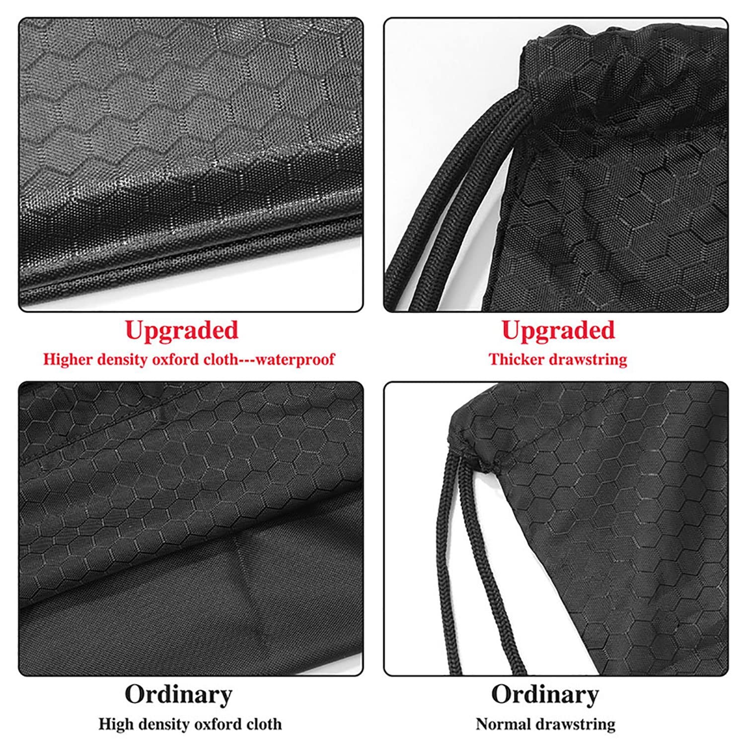 Drawstring Backpack Bag Waterproof Draw String Back Sack Zip Pocket One Size