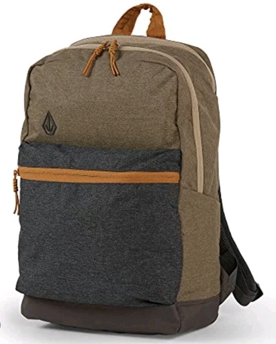 Volcom School Backpack Poly Blue Brown Olive Laptop Pad School Travel Bag Skate