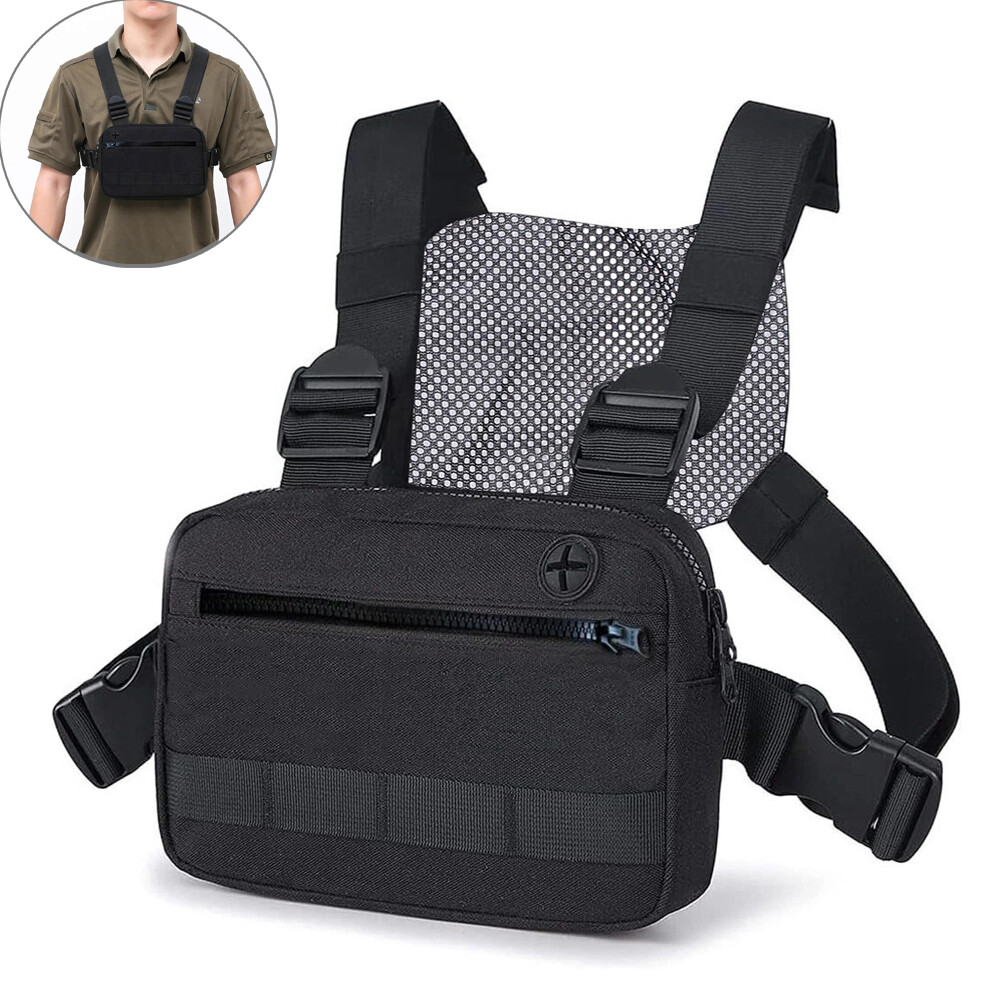 Men Tactical Chest Rig Bag Front Pouch Outdoor Sport Combat Pack Protective Vest