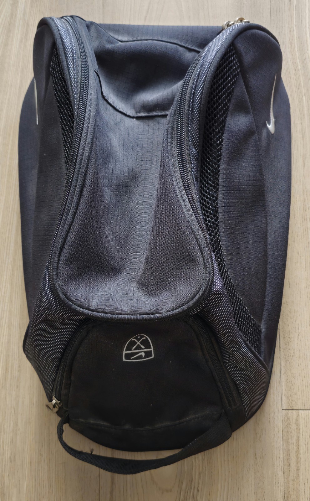 Nike Golf Equipment Mini Backpack Clothes Shoes Black Gray Bag 16” X 12”