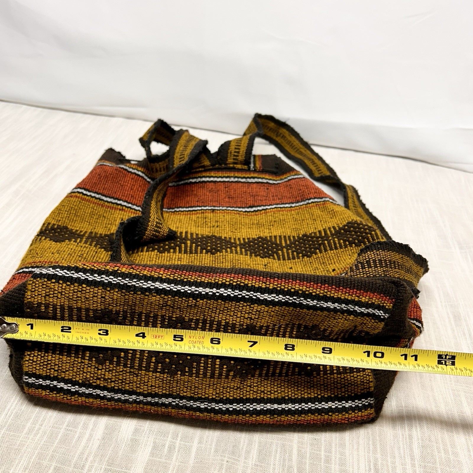 Backpack Made In Mexico Hand Woven Boho Bag 16” Yellow Red Black Rasta Pocket