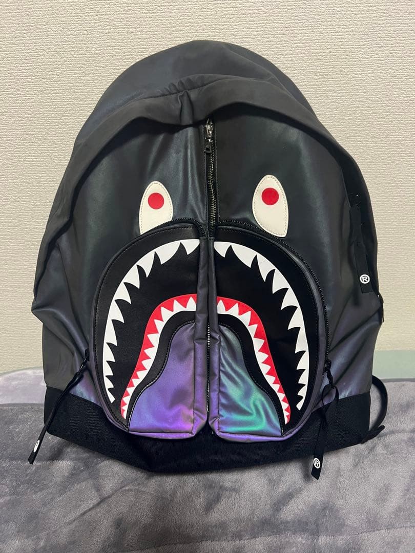 A BATHING APE BAPE Aurora Shark Day Pack Backpack 26cm Used in Japan