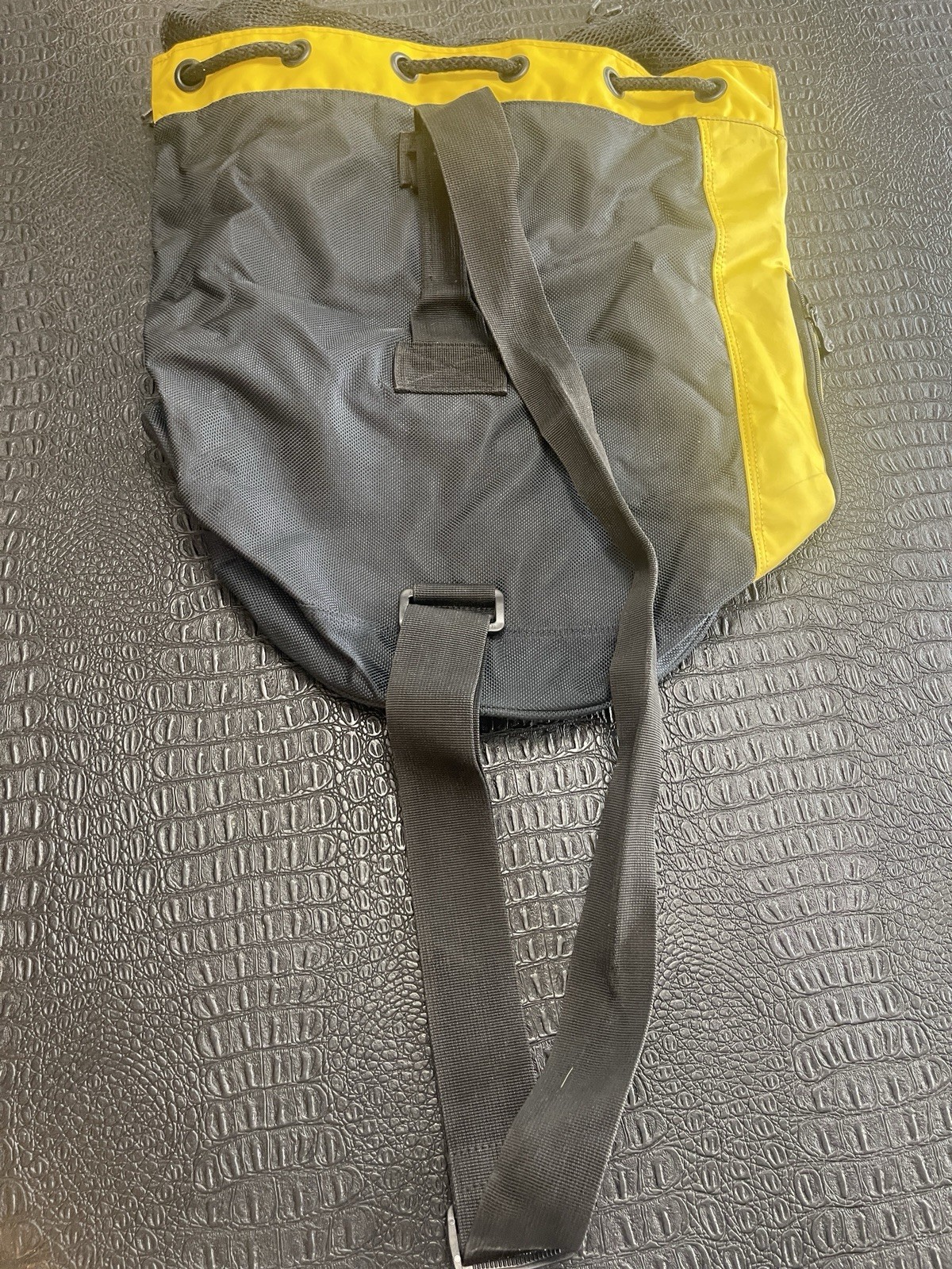 Nautica Black and Yellow Drawstring Bag with Zip on Side
