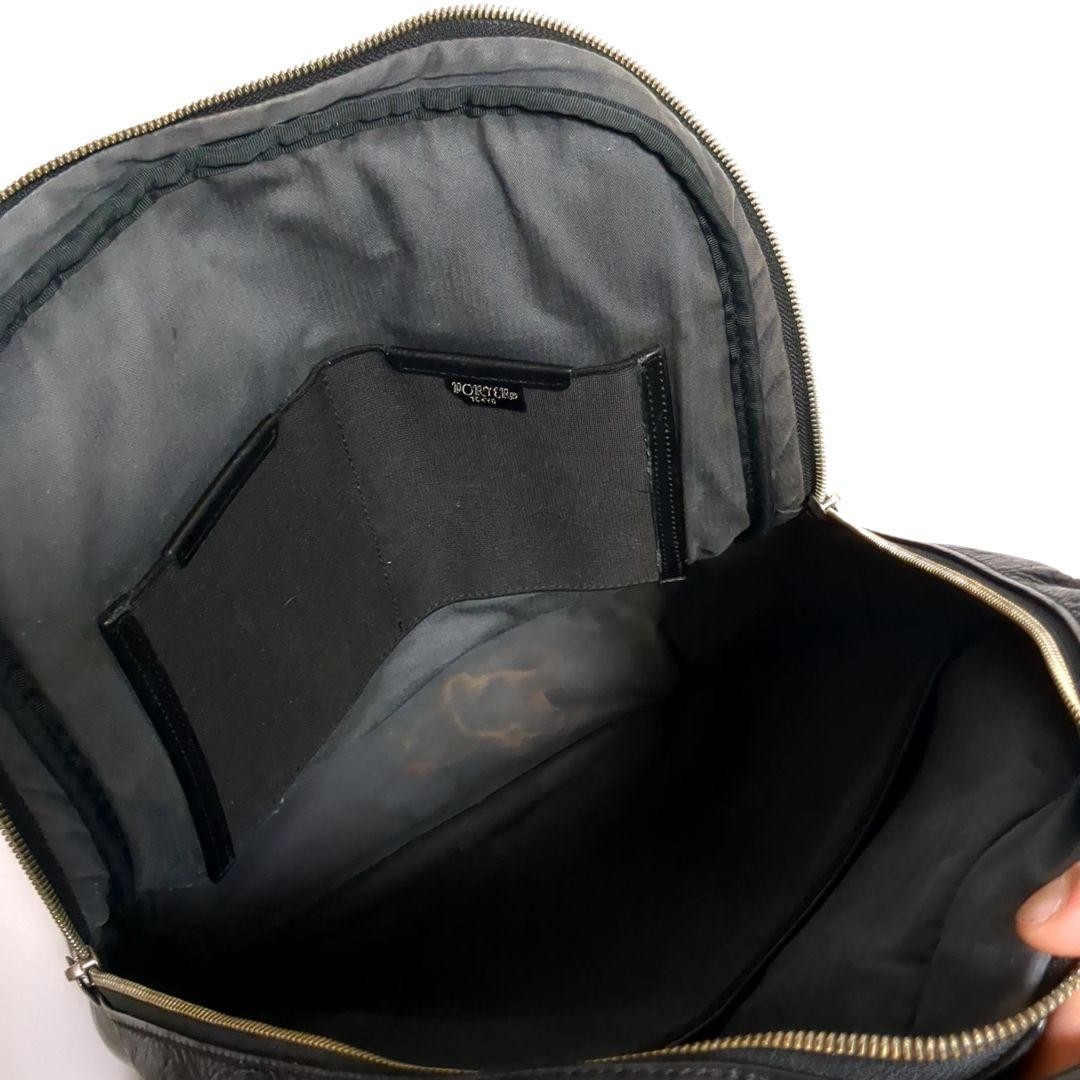 Authentic PORTER Leather Backpack Clark Black Logo Men’s 38cm Stylish Bag