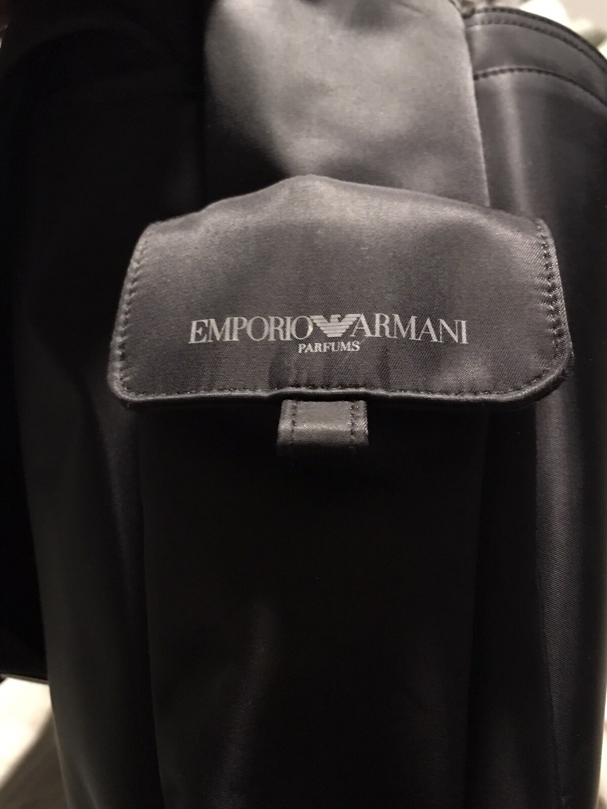 EMPORIO ARMANI parfums Messenger Shoulder Cross Body Bag Laptop Black Nylon NWOT