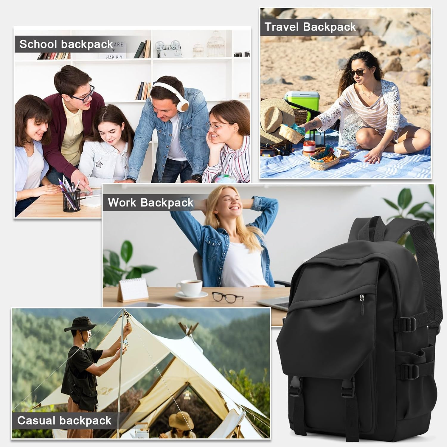 Casual Daypack Large Upgraded Version College Laptop Backpack for Men Women Wate