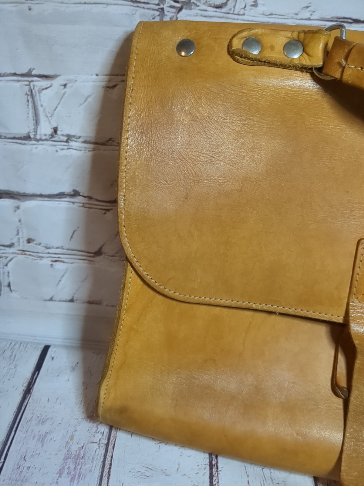 Leather Satchel Messenger Bag No Shoulder Strap