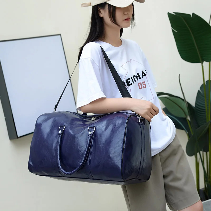 Premium PU Leather Travel Duffle Bag Men Women Weekender Overnight HandBag