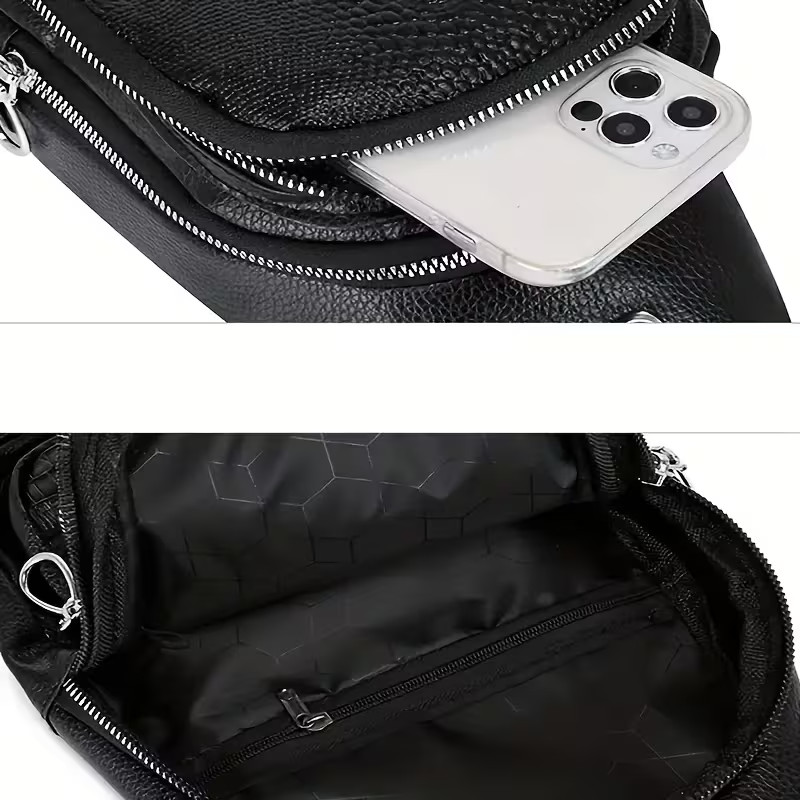Men’s Crocodile Pattern Chest Bag Trendy Fashion Casual Shoulder Messenger Bag