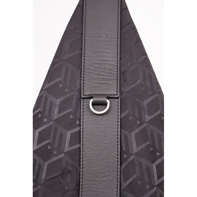 NEW $950 MCM Black CUBIC LOGO Monogram Nylon Sporty Aren X-Large Hobo 2-Way BAG