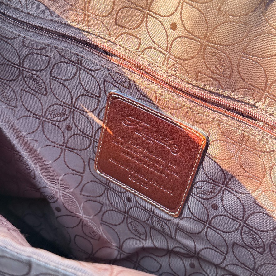 Fossil Brown Leather Laptop Messenger Briefcase Shoulder Bag Work Travel