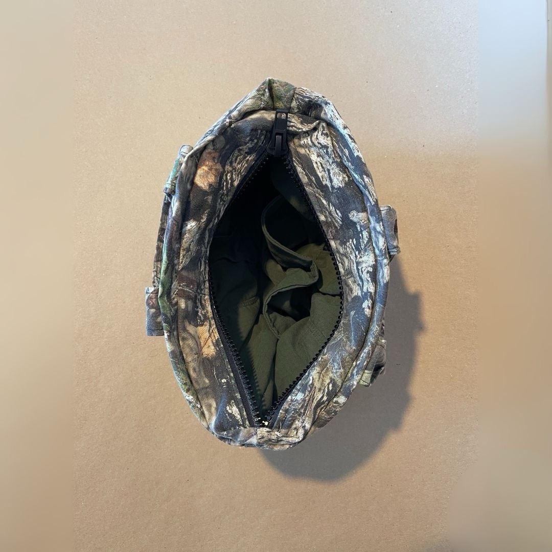 Handmade Upscaled Zipper Tote — Mossy Oak tarp X 5.11 cargo pants inside pockets