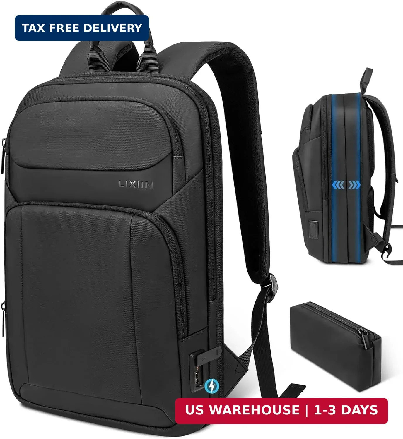 Backpack for Men Slim & Expandable Travel Laptop Backpack with USB Charging Port