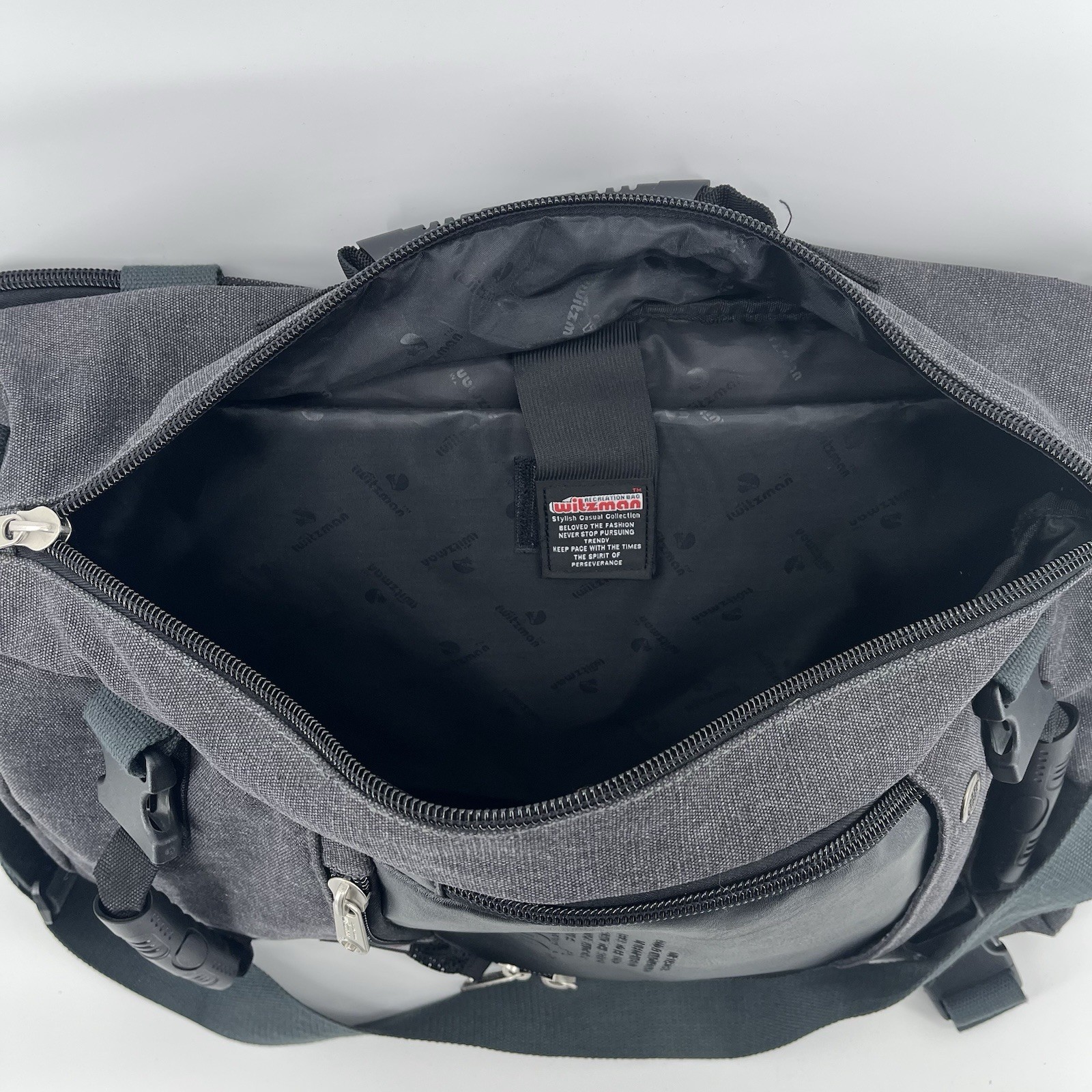 WITZMAN Travel Backpack Convertible Canvas Bag Gray Carry On