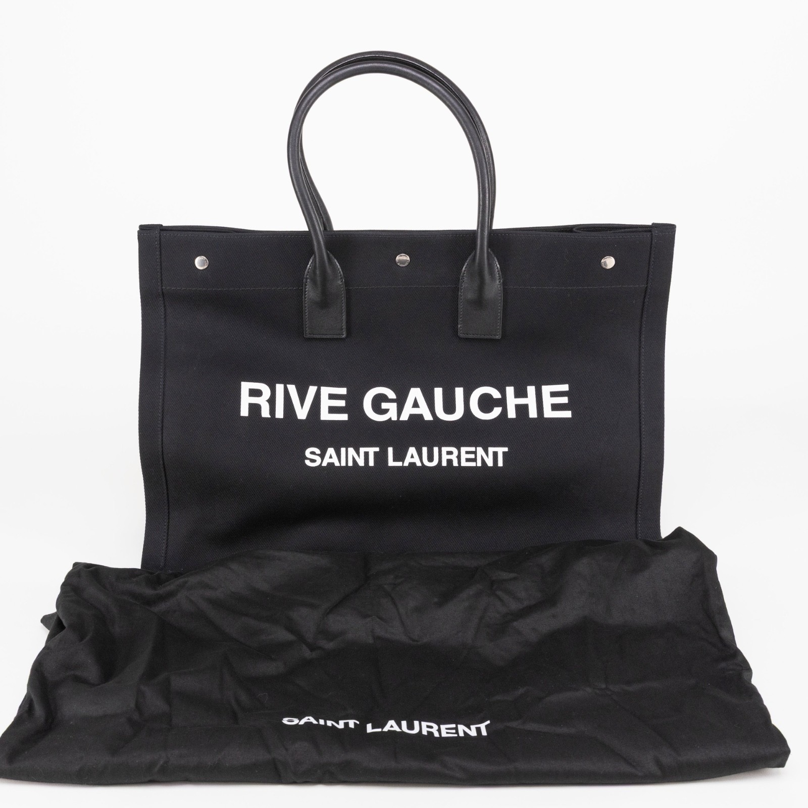 Saint Laurent Rive Gauche Canvas Tote Black&White