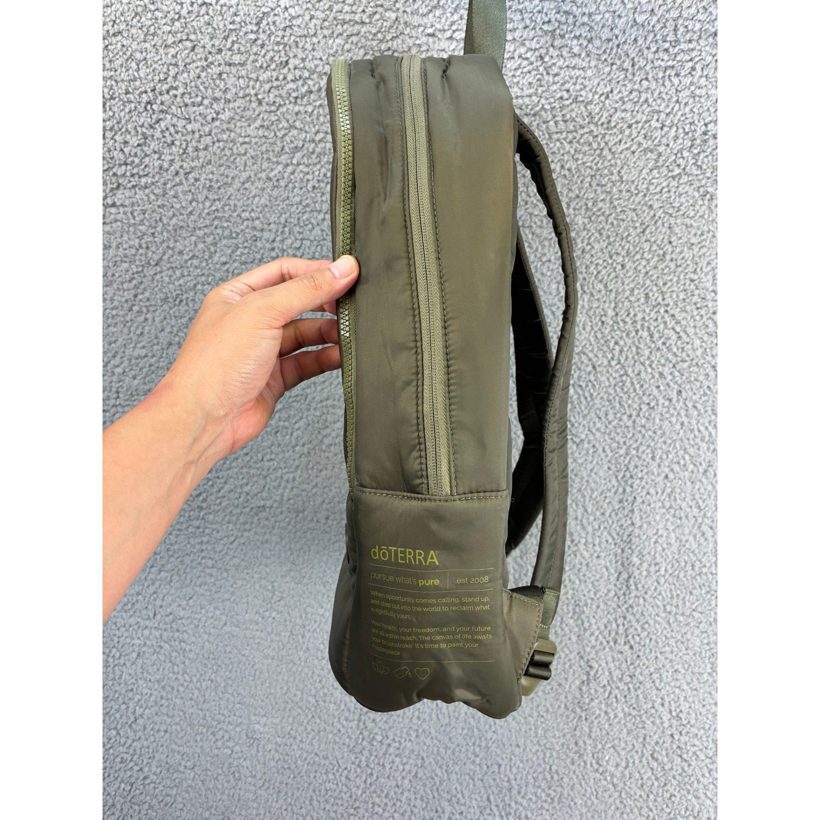 doTERRA Puffer Backpack Unisex Rucksack Army Green Travel Activewear Quilted