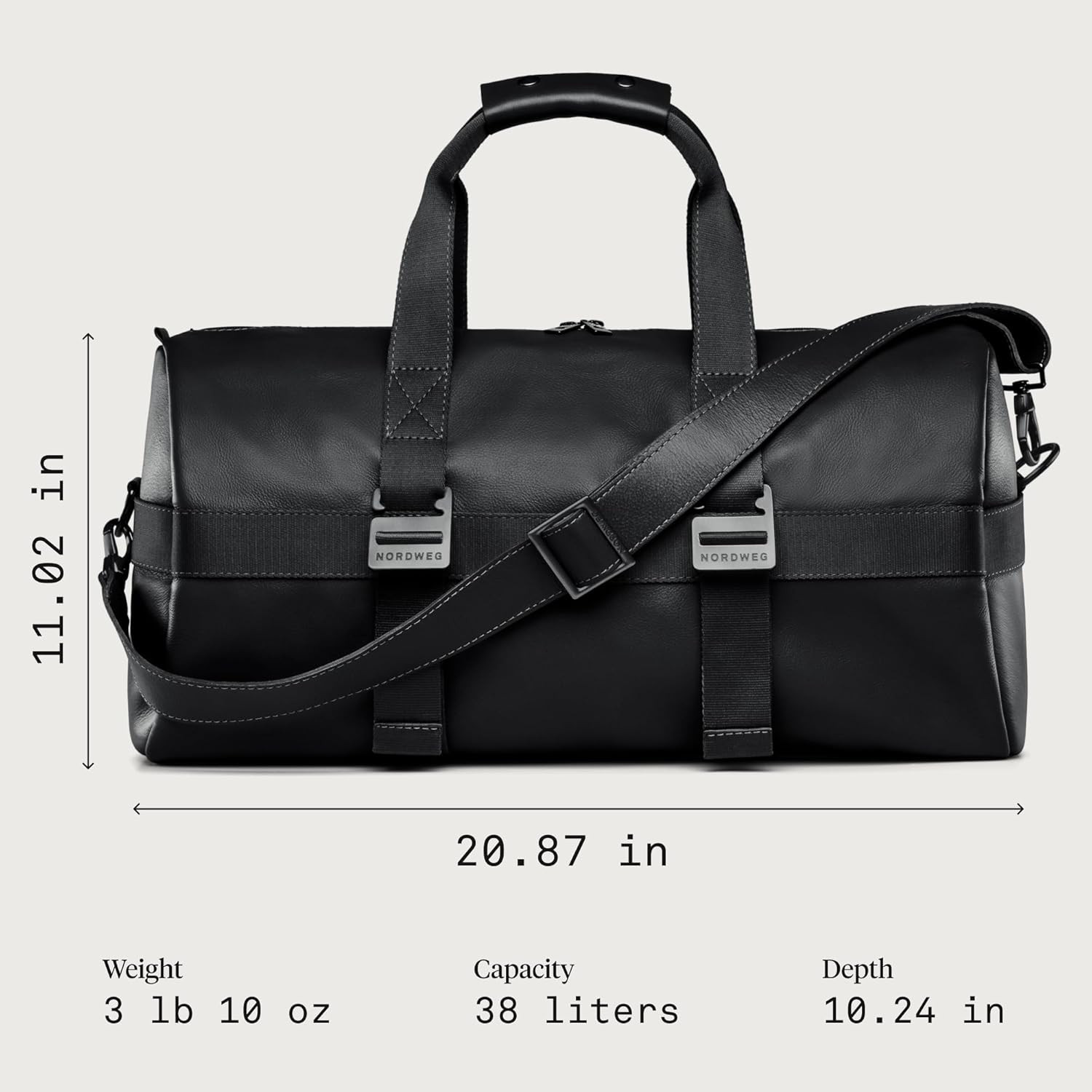 Dolomites NW103 Black Leather Weekend Duffel Bag – Stylish & Durable