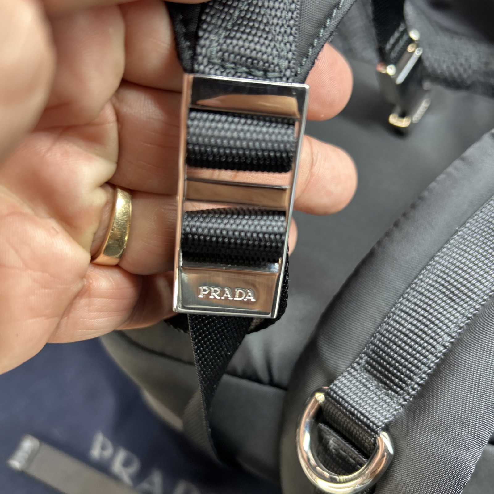 Prada Men’s Nylon Small Tech Backpack Black Olive Green