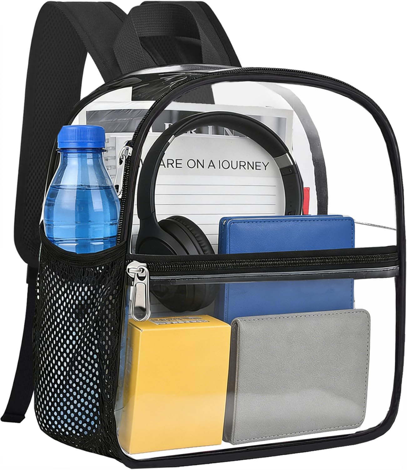 Clear Stadium Backpack 12x12x6 Transparent Mini Travel Sports Bag with Front Poc