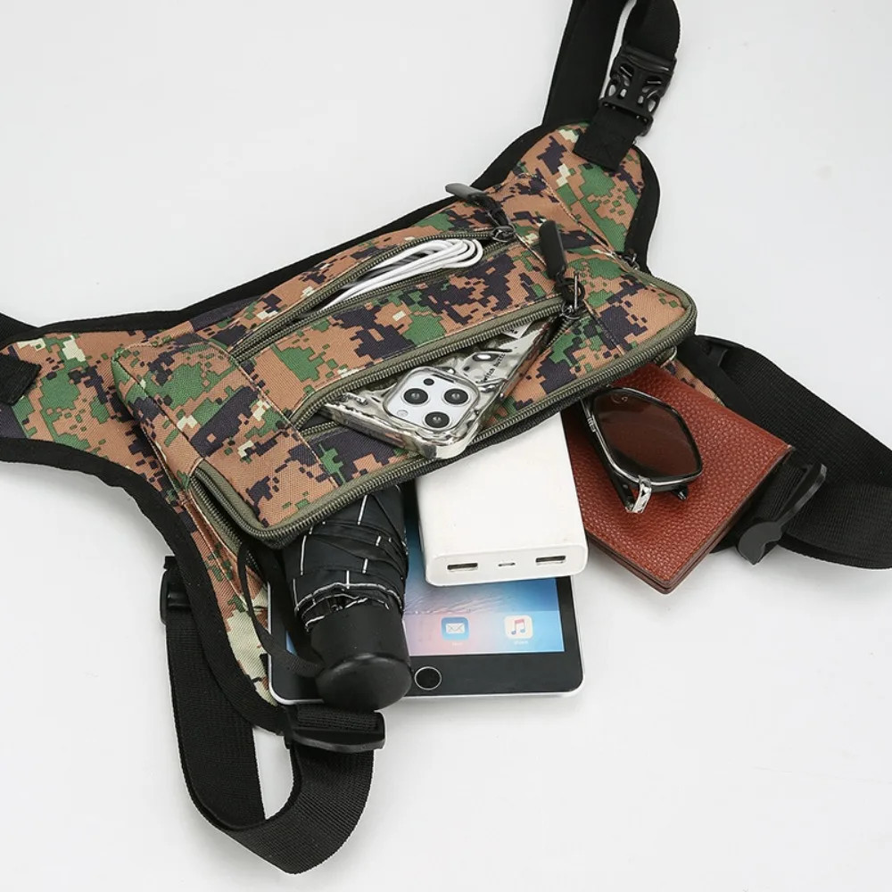 Multi Purpose Tactical Chest Pack Outdoor Men Cycling Vest Bag Digital Camo Spor