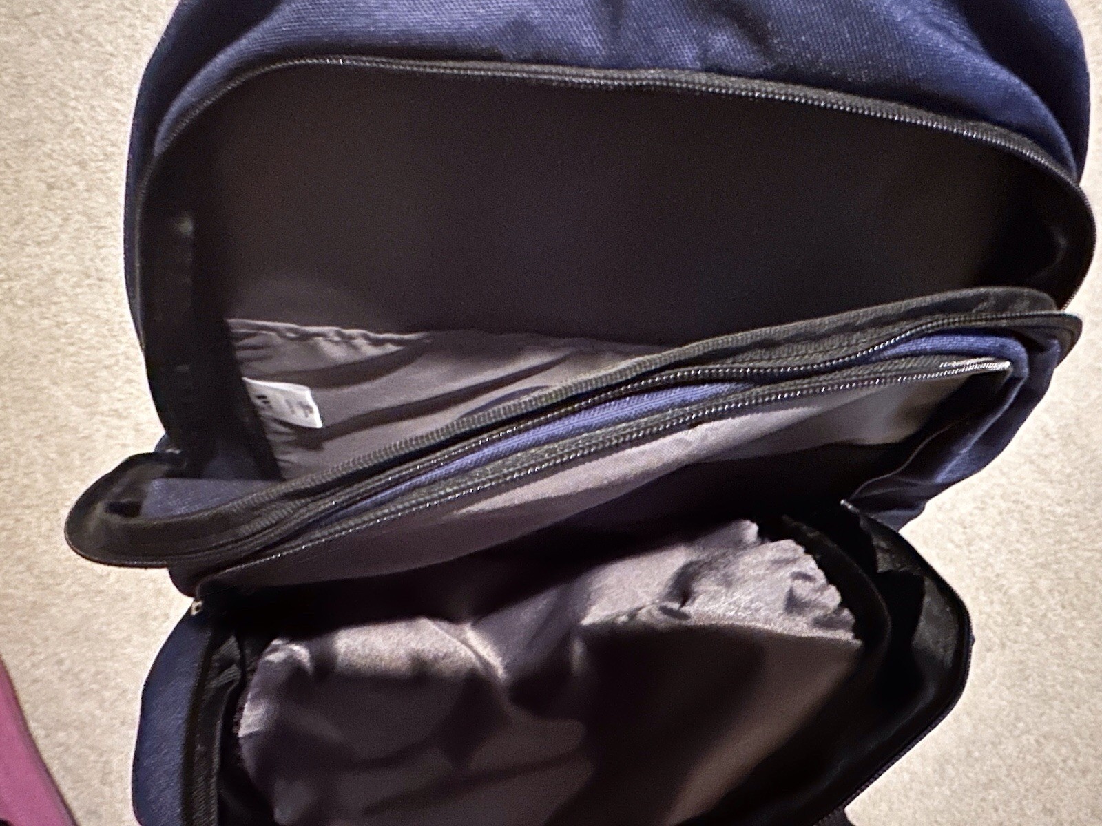 adidas Navy Black Zip Backpack with Pockets, Sports Theme, Men’s Casual Travel