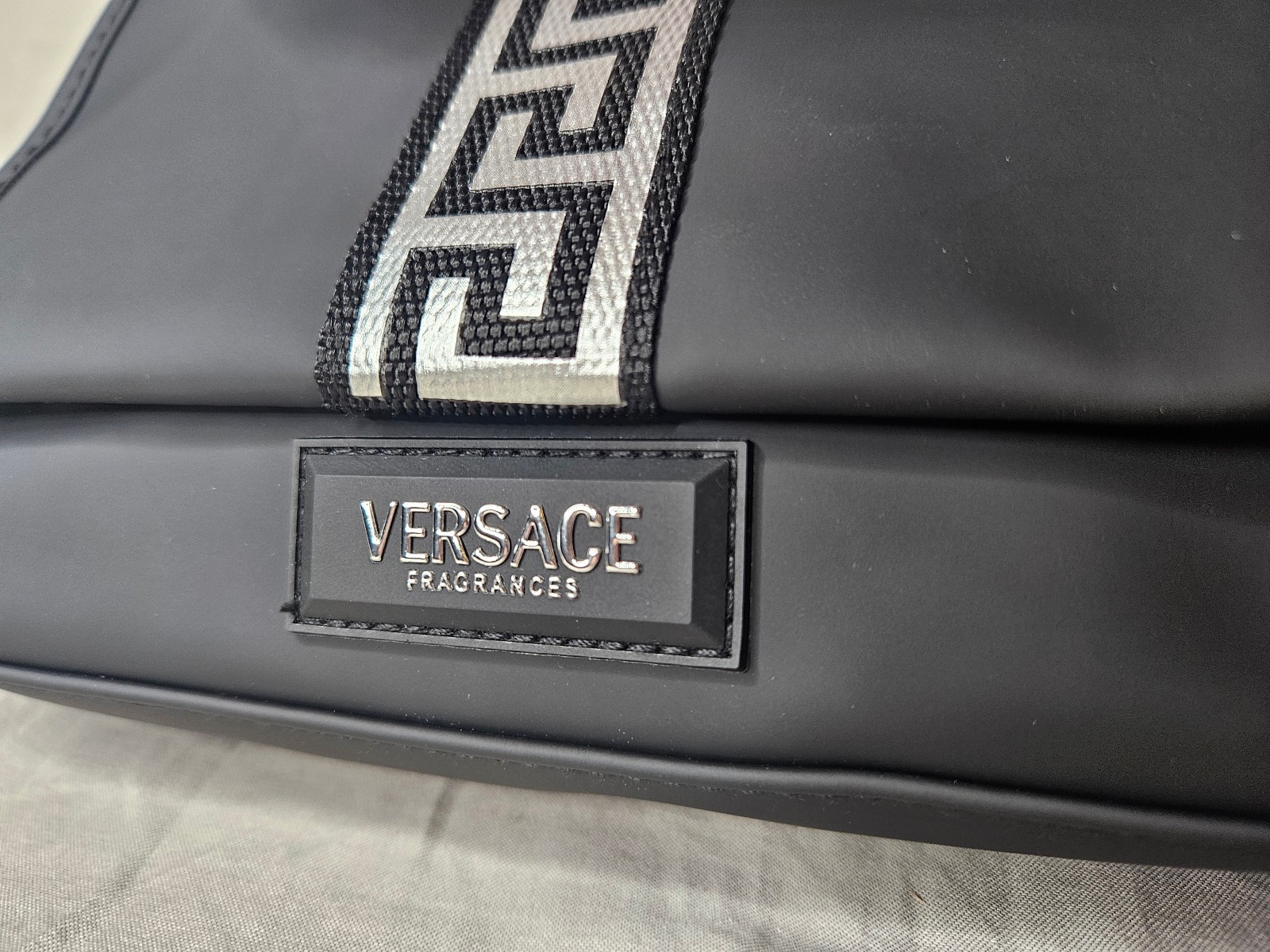 Versace Fragrances Institutional Pouch For Men Black Silver Toiletry Travel Bag