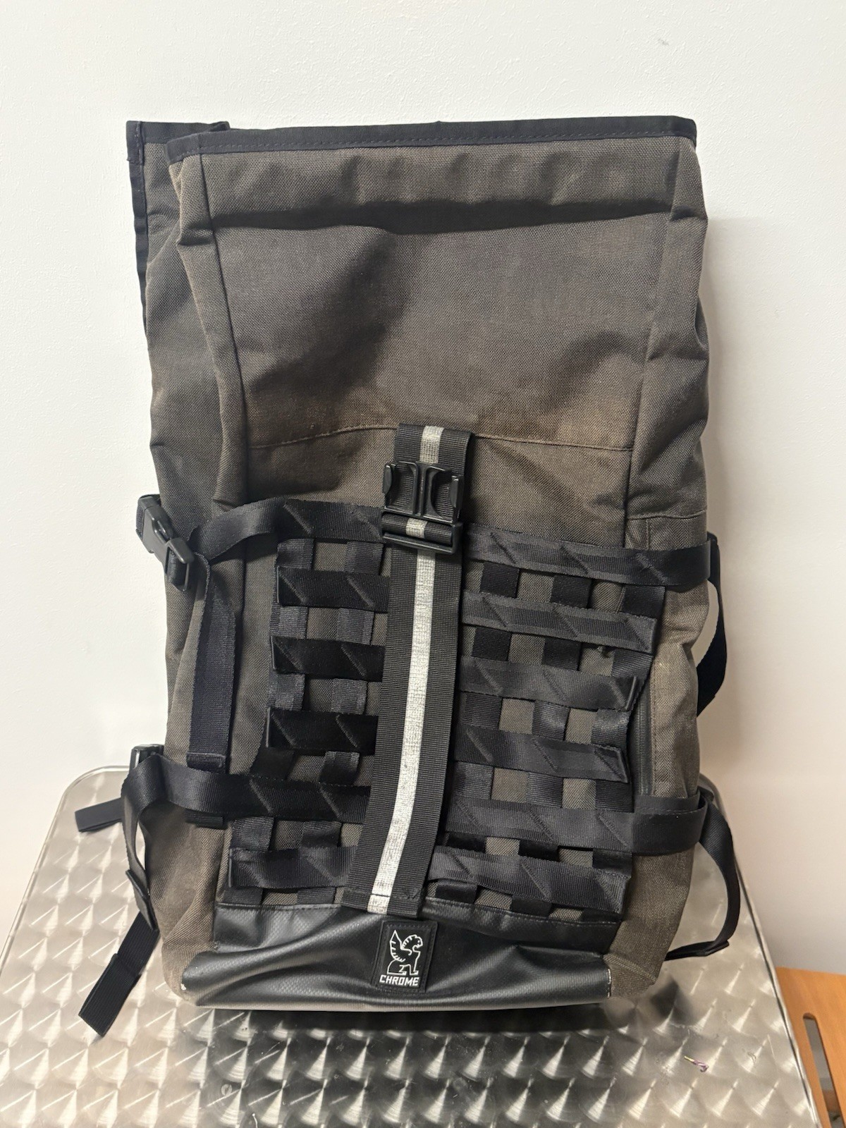 Chrome Industries Barrage Gray Cycling Rolltop Cargo Backpack Pack 2017