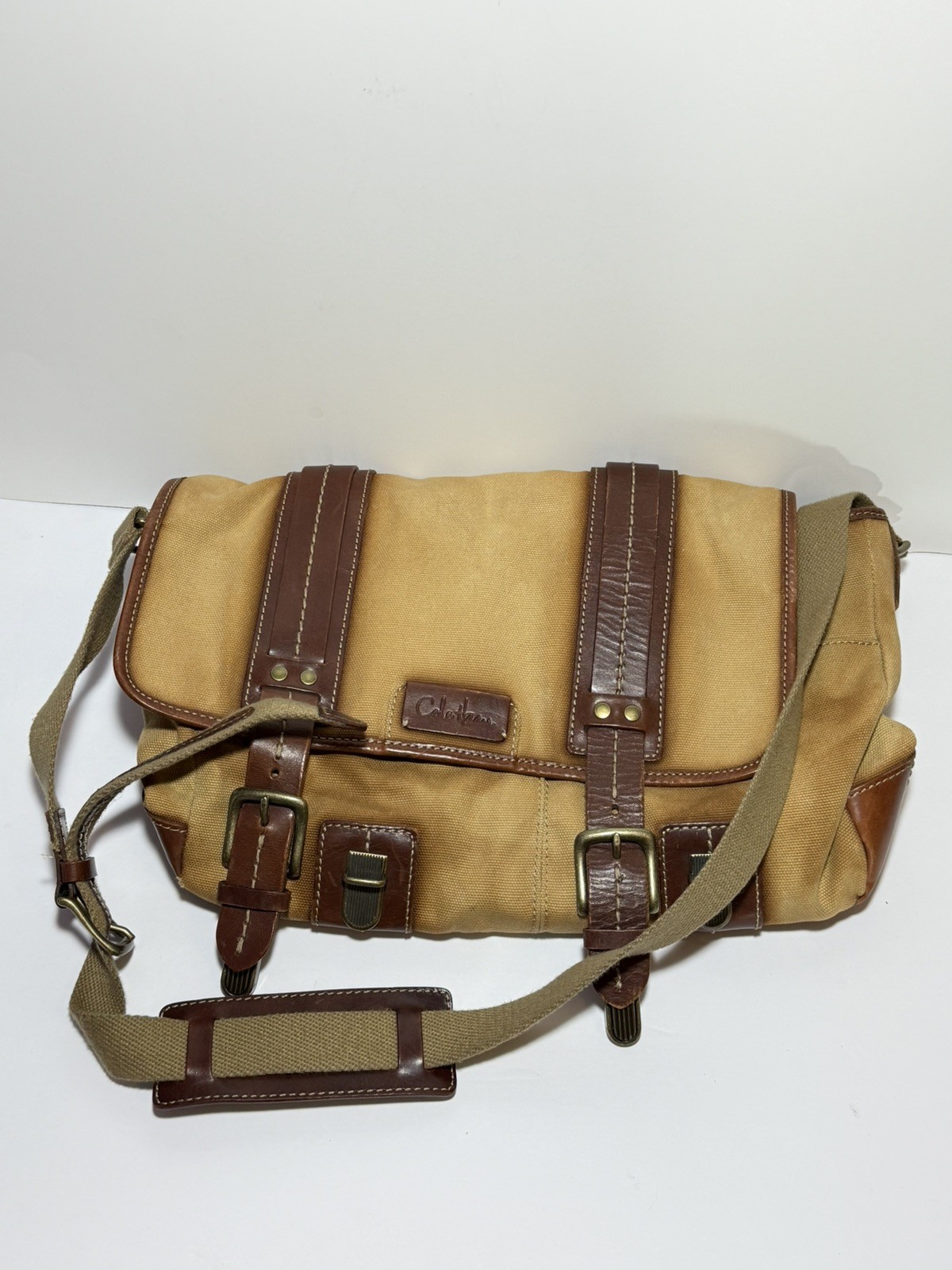 Cole Haan Messenger Bag canvas and leather new with tags sansone collection