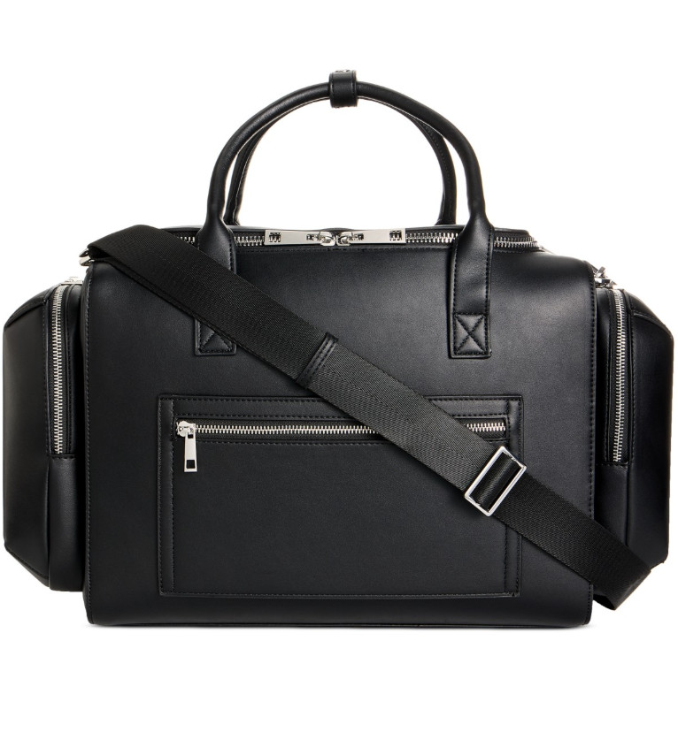 Alfani Men’s Duffle Bag Black Sleek Travel Carry On Work Modern Versatile