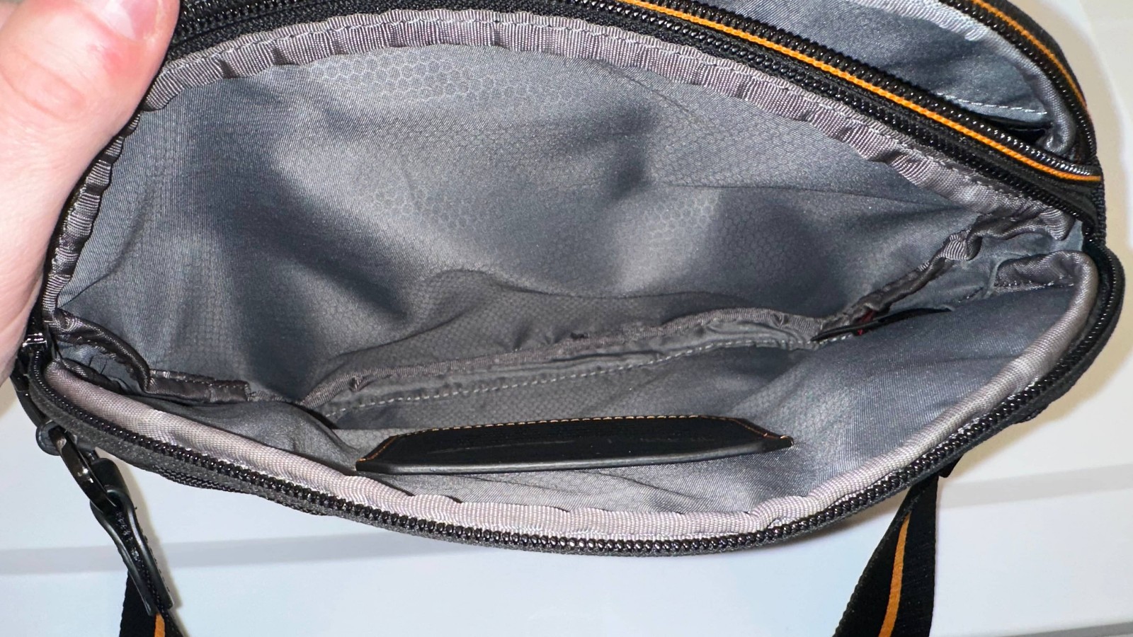 Tumi McLaren Lumin Utility Pouch Sling Crossbody Waist Bag Black Orange Travel