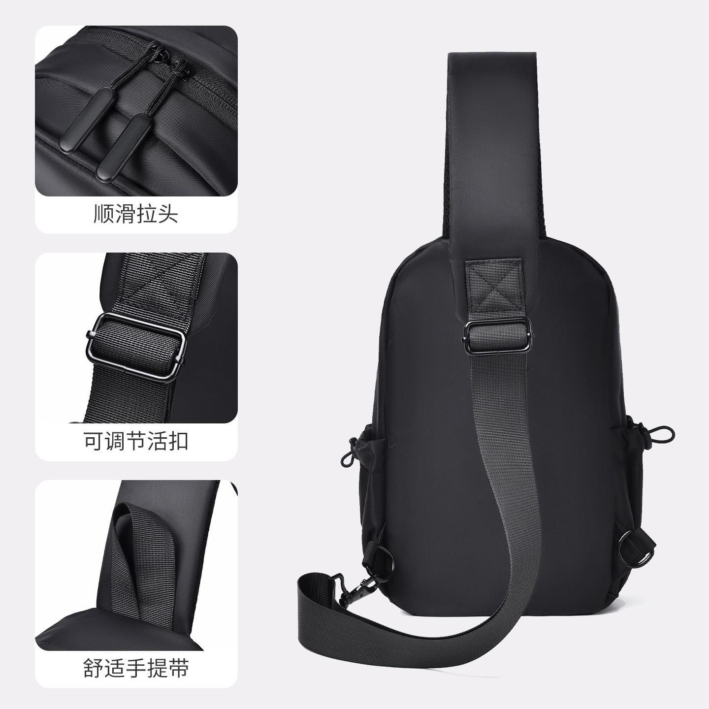 Men Sling Chest Bag Multi Pocket Adjustable Strap CrossbodyFanny Pack Black Gray