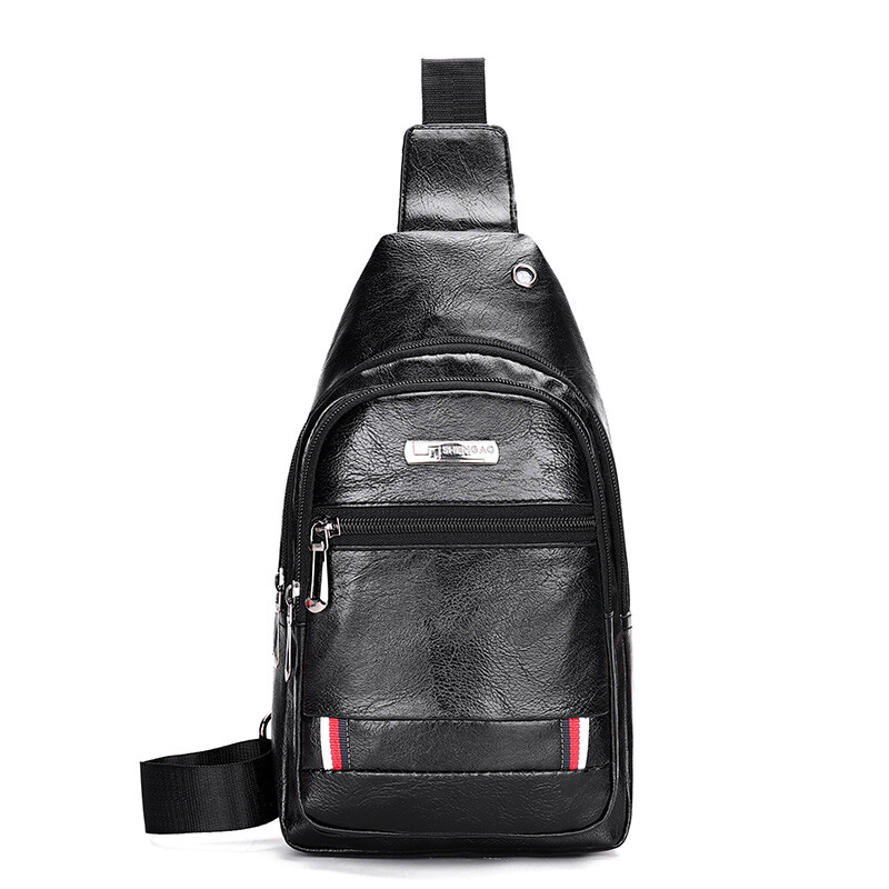 Mens Waterproof Leather Chest Bag Sports Shoulder Crossbody Backpack Travel Gift