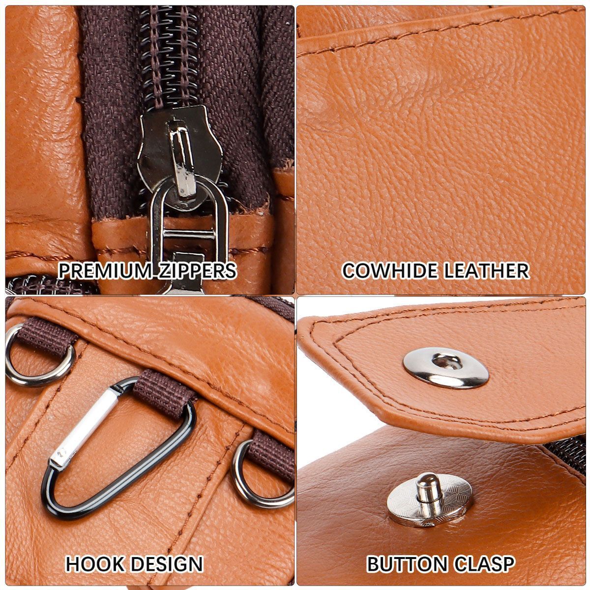 Men Leather Phone Pouch Belt Bag Shoulder Fashion Crossbody Waist Pack Handbag