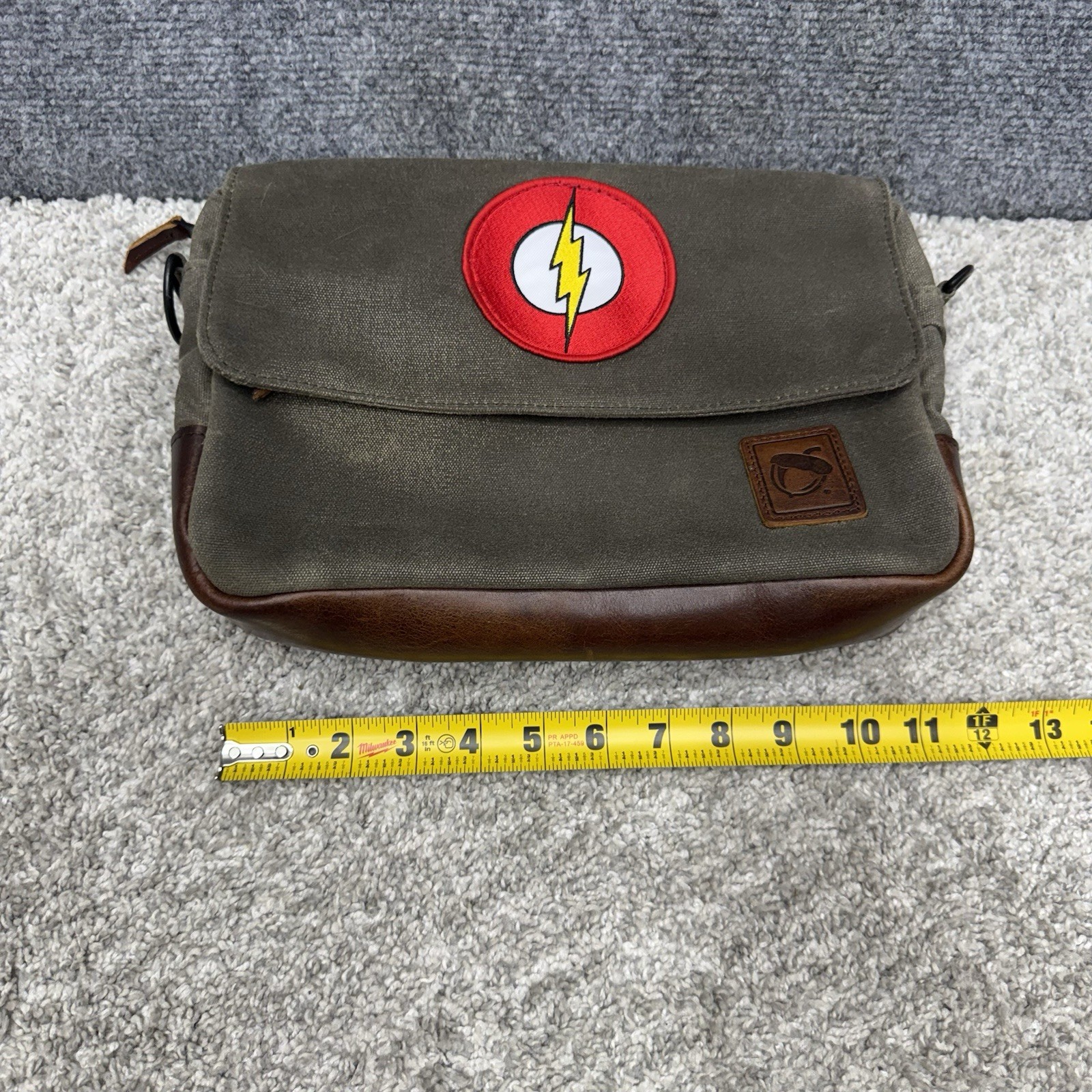 NutSac Canvas Messenger Bag distressed w/ Patch and no shoulder strap