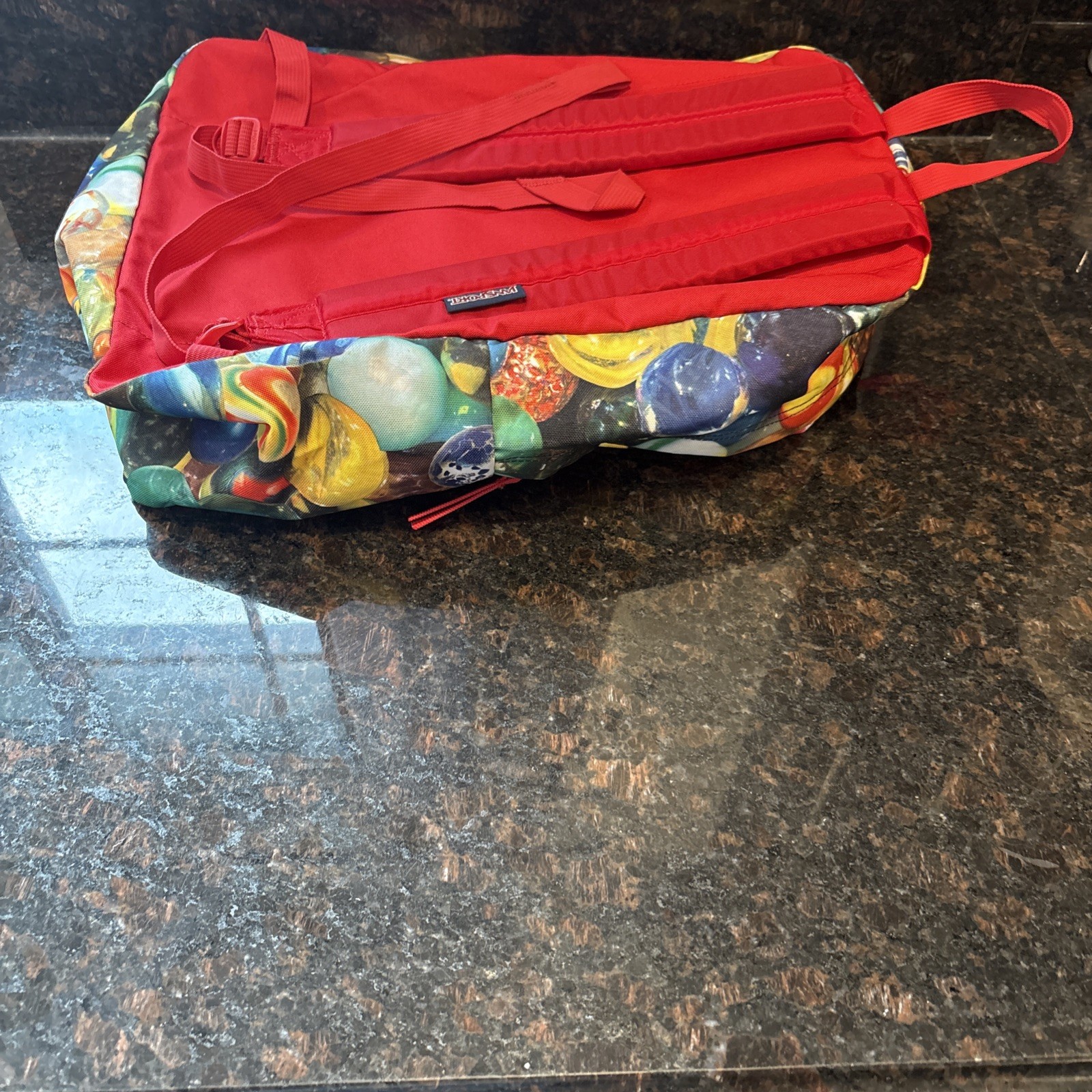 Vintage Jansport Print Retro Style Backpack Glass Marbles Bag All Over Print 17″