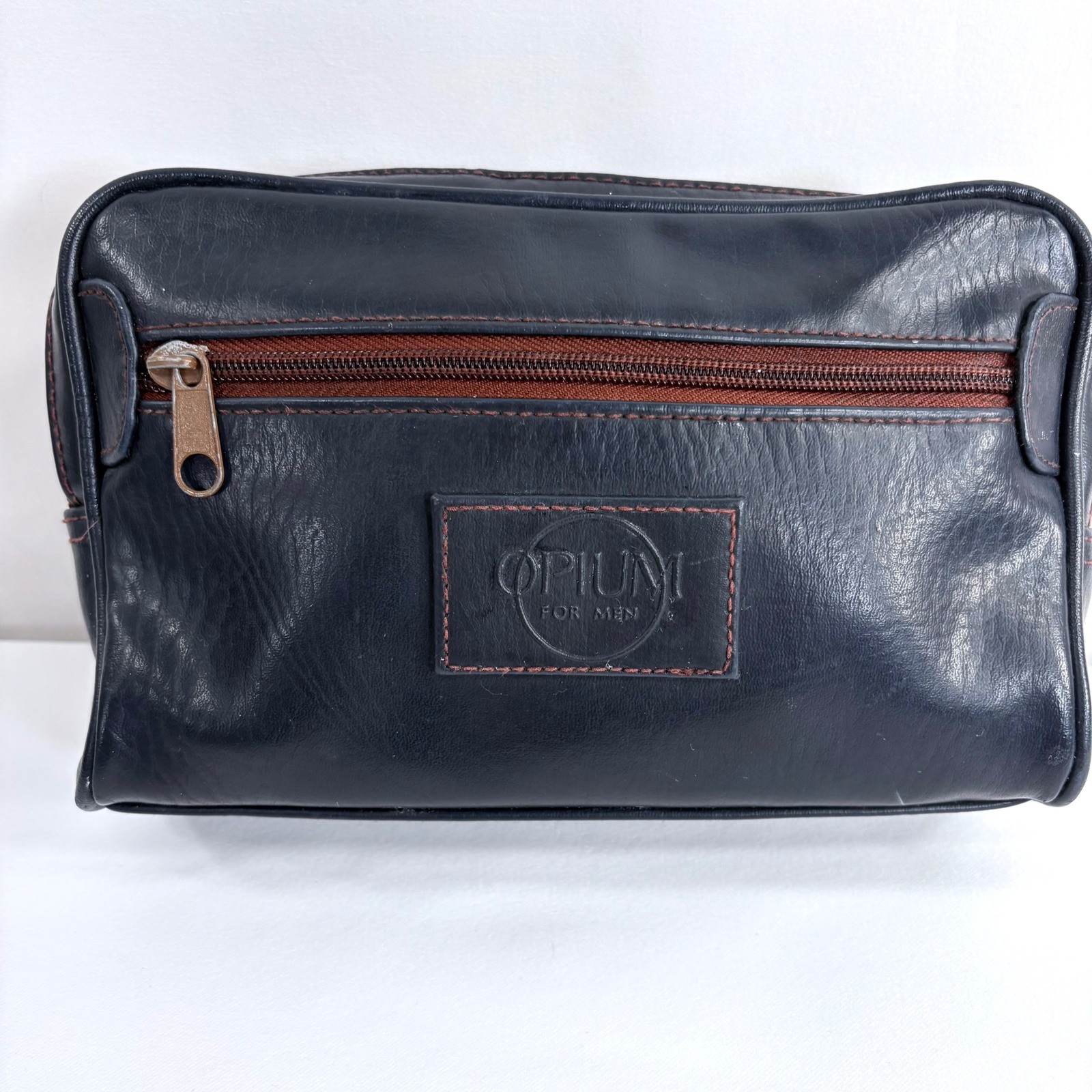 Yves Saint Laurent Toiletry Bag Black Leather Opium For Men Dopp Kit Vintage