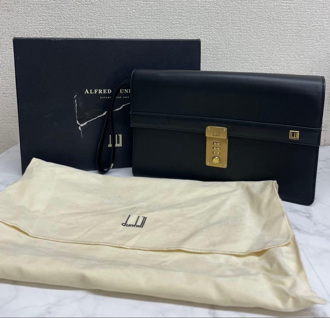 Dunhill Clutch Bag Black Dial Lock Men’s Pouch 27cm x 17cm x 6cm Pre-owned