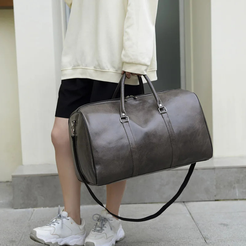 Premium PU Leather Travel Duffle Bag Men Women Weekender Overnight HandBag