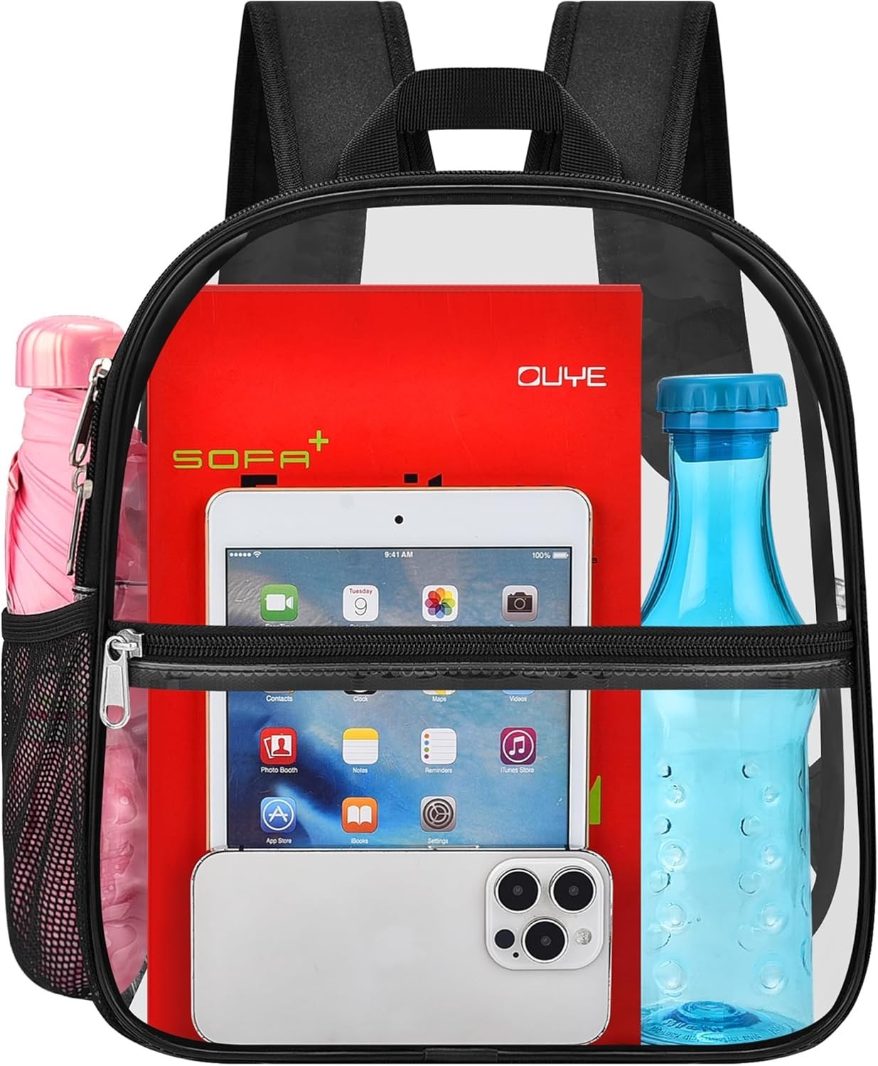 Versatile Black Clear Backpack for Concerts and Festivals – Stadium Approved