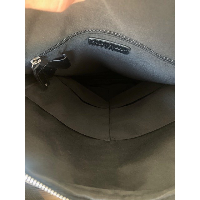 Omar Sharif Black Leather Convertible Backpack Briefcase Messenger Laptop Bag