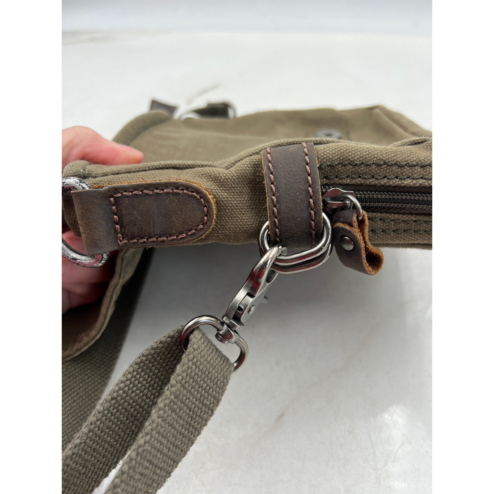 Stumper & Fielding Canvas Messenger Bag Crossbody Brown Leather Great Britain